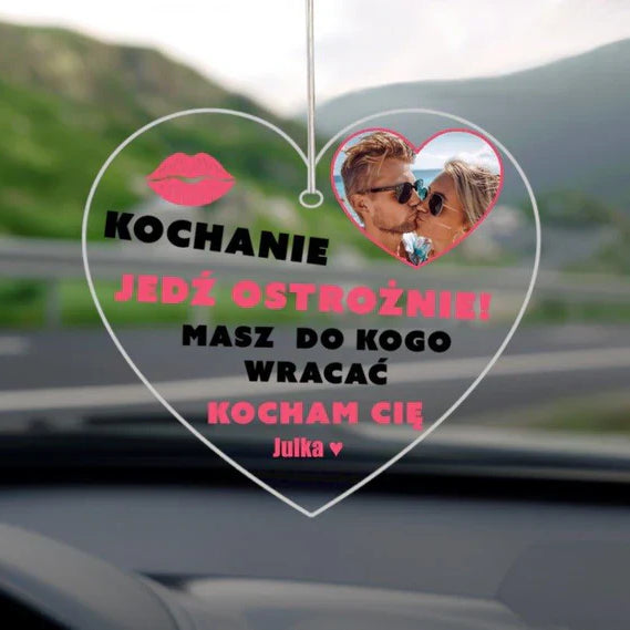 personalizowana zawieszka do auta dla chłopaka, męża, taty