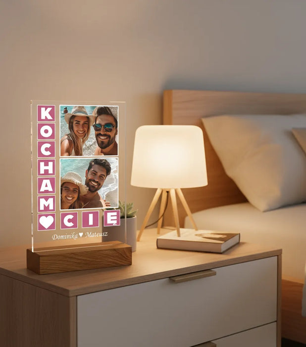 Kocham Cię Zdjęcia Zakochanych - Prezent dla zakochanych - Druk na szkle z podstawką - KochamCie.pl 