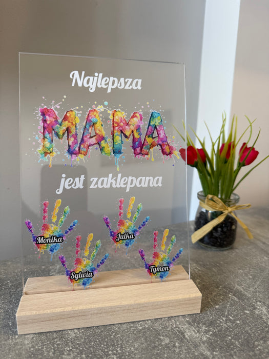 Zaklepana MAMA - Prezent dla Mamy - Druk na szkle z podstawką - KochamCie.pl 
