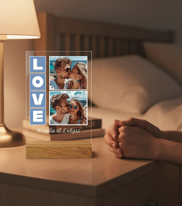 LOVE Zdjęcia zakochanych - Prezent dla zakochanych - Druk na szkle z podstawką - KochamCie.pl 