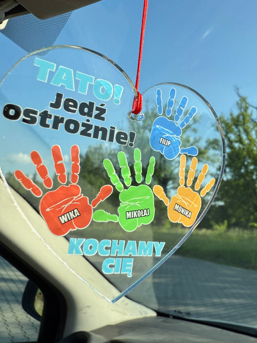 Dłonie dzieci - Prezent dla Taty - Personalizowana zawieszka do samochodu