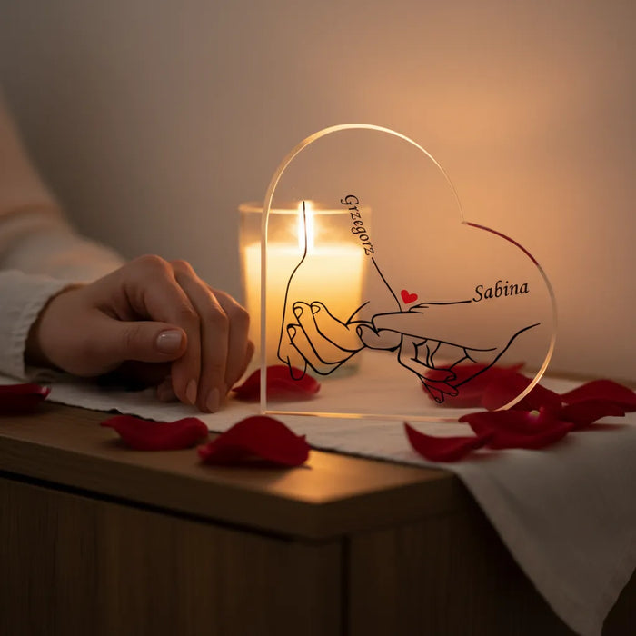 Nasze dłonie - Prezent na każdą okazję  - Druk na szkle w kształcie serca - KochamCie.pl 