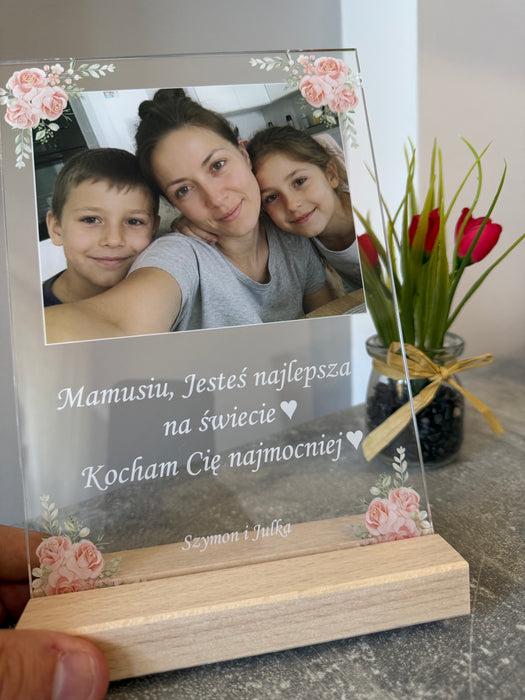 Mamo, Dziękuję za wszystko - Prezent dla mamy - Druk na szkle z podstawką - KochamCie.pl 