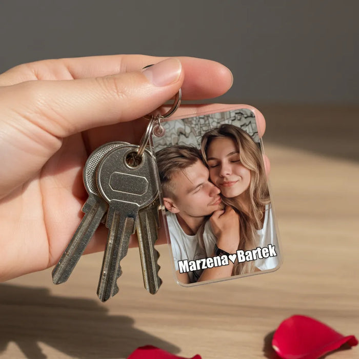 Zdjęcie i imiona - Prezent dla zakochanych - Personalizowany breloczek do kluczy - KochamCie.pl 