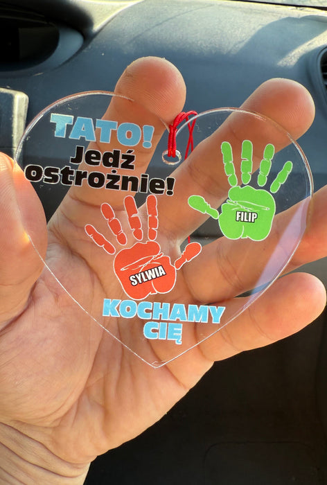 Dłonie dzieci - Prezent dla Taty - Personalizowana zawieszka do samochodu