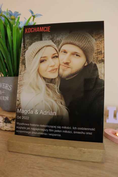 Nasz własny film - Prezent dla zakochanych - Druk na szkle z podstawką - KochamCie.pl 
