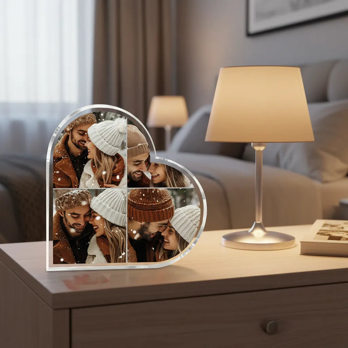 Kolaż zdjęć - Prezent na każdą okazję  - Druk na szkle w kształcie serca - KochamCie.pl 