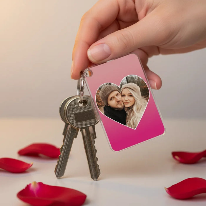 Zdjęcie w kształcie serca - Prezent dla zakochanych - Personalizowany breloczek do kluczy - KochamCie.pl 