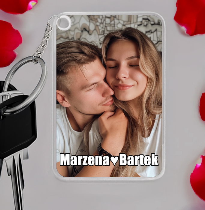 Zdjęcie i imiona - Prezent dla zakochanych - Personalizowany breloczek do kluczy - KochamCie.pl 