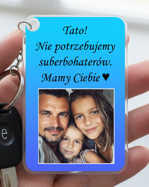 breloczek do kluczy z karabińczykiem, własna grafika, najelspzy prezent dla taty, najlepszy tata, prezent od dzieci