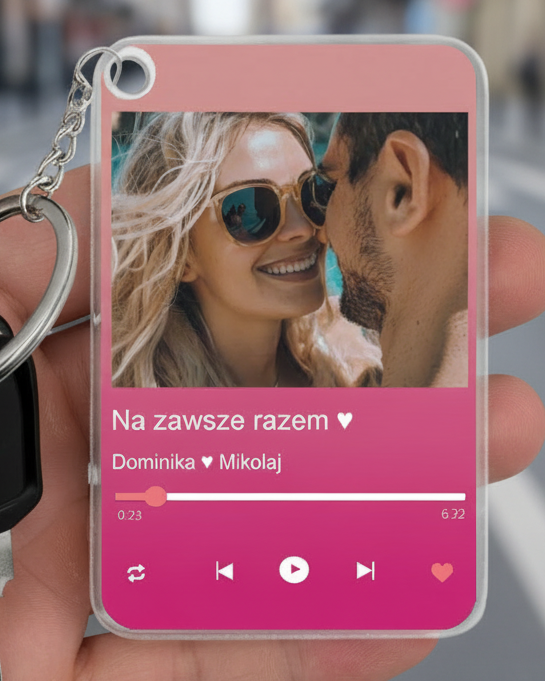 Nasza Piosenka - Prezent dla zakochanych - Personalizowany breloczek do kluczy - KochamCie.pl 
