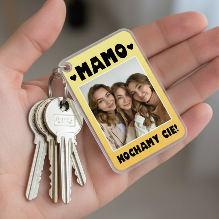 Mamo! Kochamy Cię! - Prezent dla Mamy - Dwustronny personalizowany breloczek do kluczy