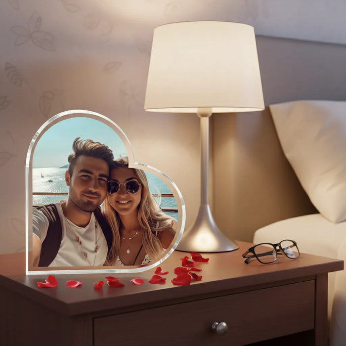 Dowolne zdjęcie - Prezent na każdą okazję  - Druk na szkle w kształcie serca - KochamCie.pl 