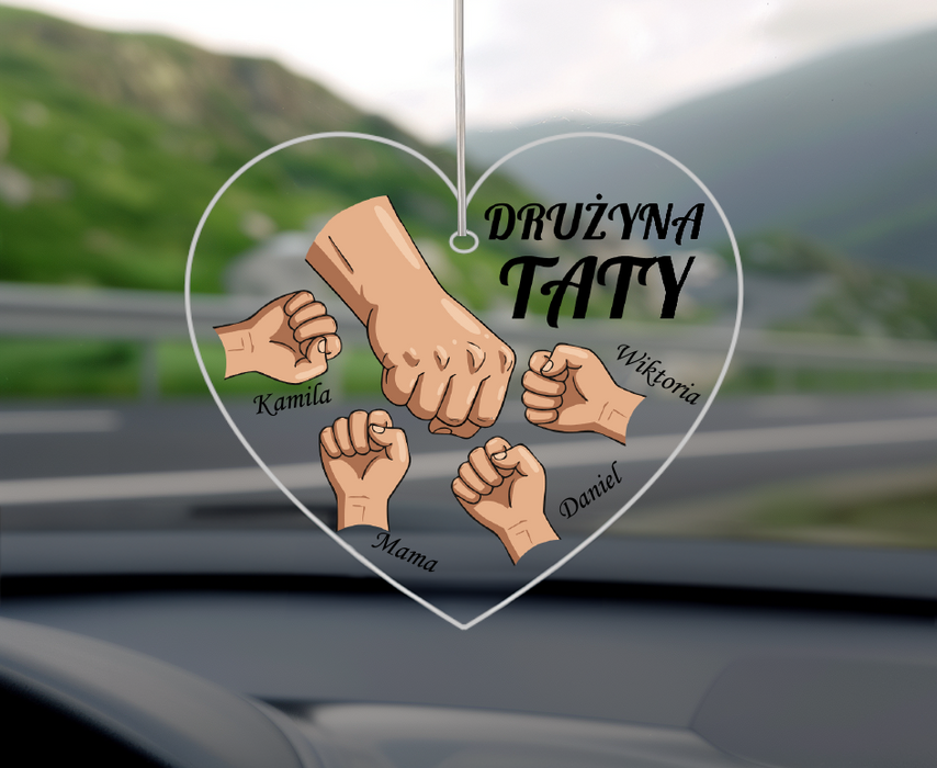 Drużyna Taty - Prezent dla Taty - Personalizowana zawieszka do samochodu