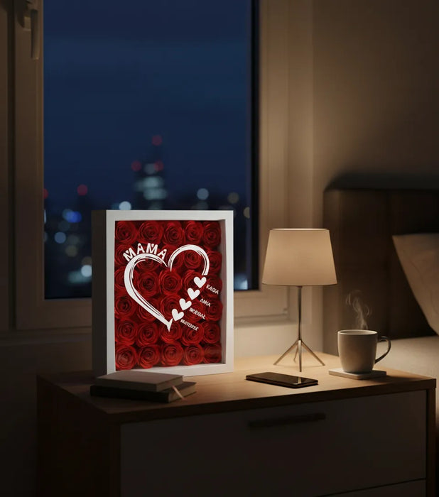 Kochane Dzieci - Prezent dla Mamy - Ramka 3D z ręcznie wykonanymi różami - KochamCie.pl 