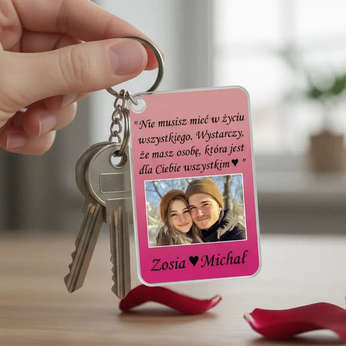 Miłosny cytat - Prezent dla zakochanych - Personalizowany breloczek do kluczy - KochamCie.pl 