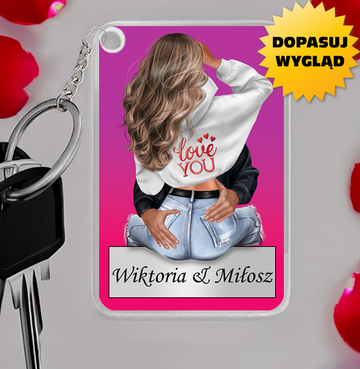 W ramionach ukochanego - Prezent dla zakochanych - Personalizowany breloczek do kluczy - KochamCie.pl 
