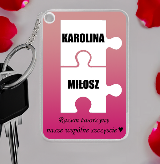 Dwa puzzle - Prezent dla zakochanych - Personalizowany breloczek do kluczy - KochamCie.pl 
