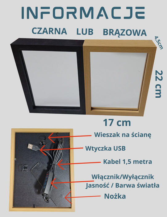 Magiczne Lustro – Lustro w Ramce z Ukrytym Zdjęciem i Podświetleniem LED