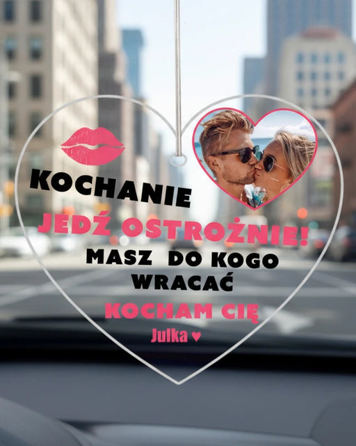 Personalizowana zawieszka dla zakochanych - Prezent dla pary na lusterko - Prezent dla Chłopaka - Prezent dla dziewczyny - Zawieszka ze zdjęciem i imieniem