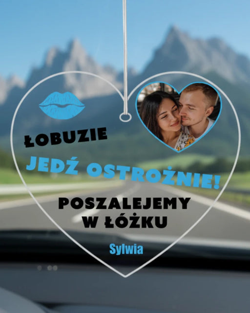 Zawieszka do samochodu dla zakochanych - Prezent dla pary - Prezent dla chłopaka - Prezent dla Dziewczyny - Jedź ostrożnie
