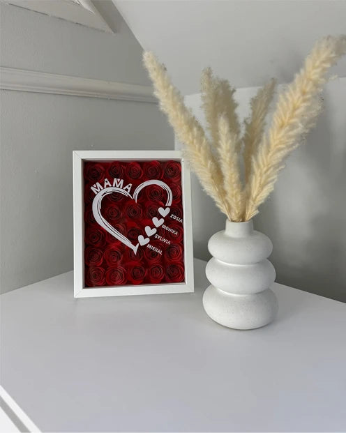 Kochane Dzieci - Prezent dla Mamy - Ramka 3D z ręcznie wykonanymi różami