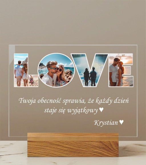 LOVE Kolaż Zdjęć - Dla Zakochanych - Druk na szkle z podstawką - KochamCie.pl 