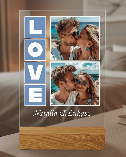 LOVE Zdjęcia zakochanych - Prezent dla zakochanych - Druk na szkle z podstawką - KochamCie.pl 
