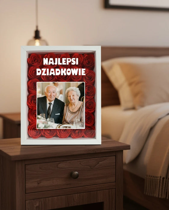 Prezent dla najlepszych dziadków na świecie - Ramka z różami - Prezent od wnukó dla dziadków