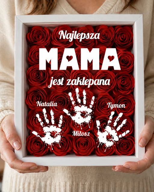 Najlepsza Mama jest zaklepana - Prezent na Dzień Matki - Ramka z różami dla Mamy