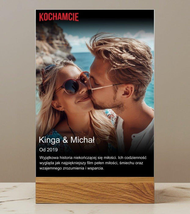 Nasz własny film - Prezent dla zakochanych - Druk na szkle z podstawką - KochamCie.pl 