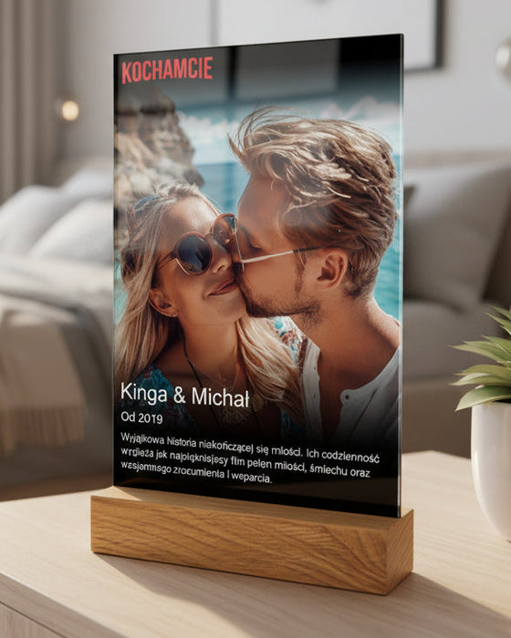 Nasz własny film - Prezent dla zakochanych - Druk na szkle z podstawką