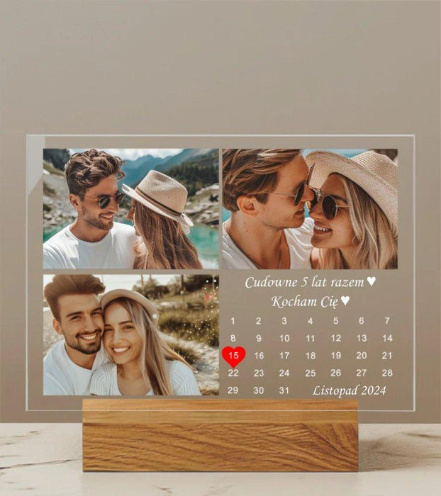 Nasza ważna data - Rocznica - Dla zakochanych - Druk na szkle z podstawką - KochamCie.pl 