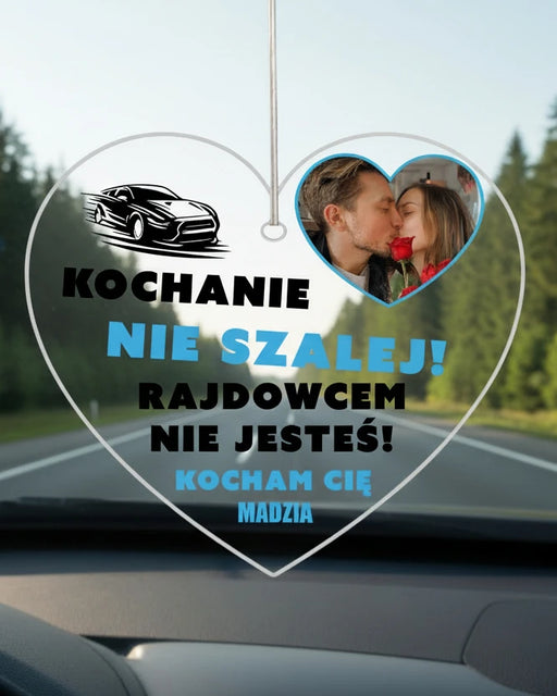 Personalizowana zawieszka dla zakochanych - Prezent dla chłopaka - Prezent dla dziewczyny - Wisiorek ze zdjęciem i imieniem na lusterko