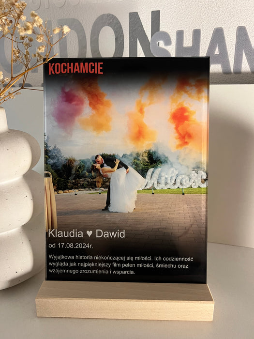 Nasz własny film - Prezent dla zakochanych - Druk na szkle z podstawką