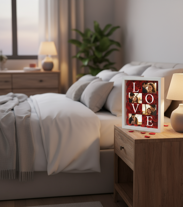 ramka dla zakochanych z sztucznymi różami