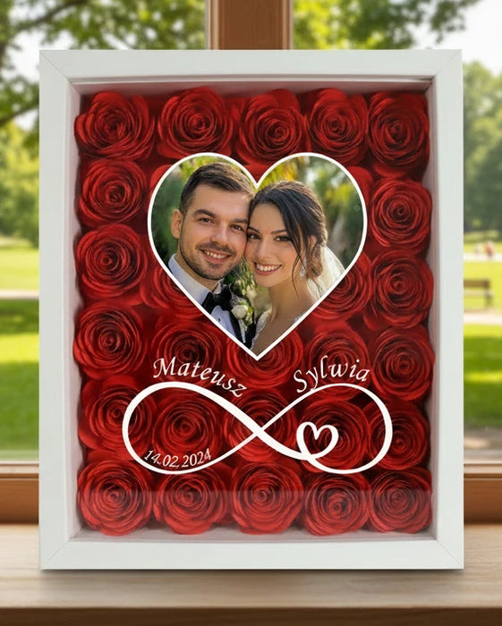 Ramka z różami dla zakochanych - Miłosny prezent od serca - Prezent dla Niego - Preznt dla niej