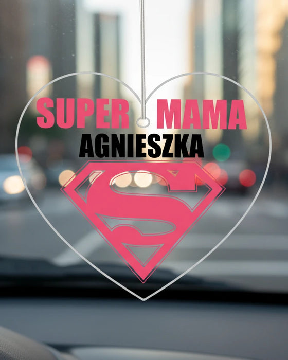 Personalizowana zawieszka do samochodu od dzieci - Prezent dla - mamy - Super mama