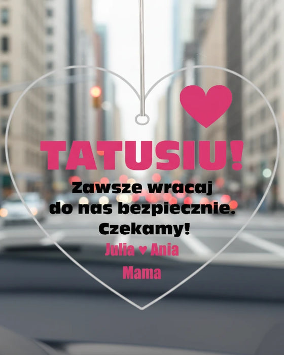 Prezent dla taty od dzieci - imiona dzieci na zawieszce do samochodu - Prezent dla ojca