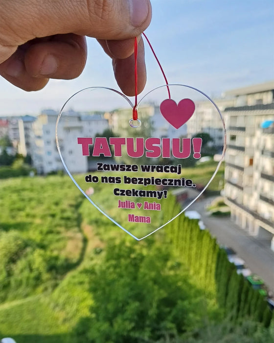 Personalizowana zawieszka do taty z imionami ukochanych dzieci - Zawieszka do auta jako prezent dla ojca