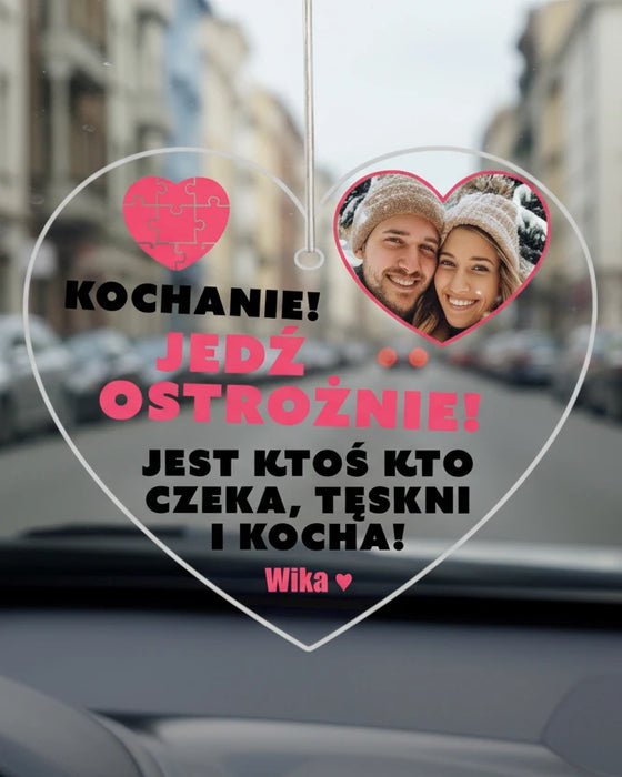 Zawieszka do samochodu na lusterko - Prezent dla Chłopaka - Prezent dla Dziewczyny - Zawieszka ze zdjęciem do samochodu na lusterko