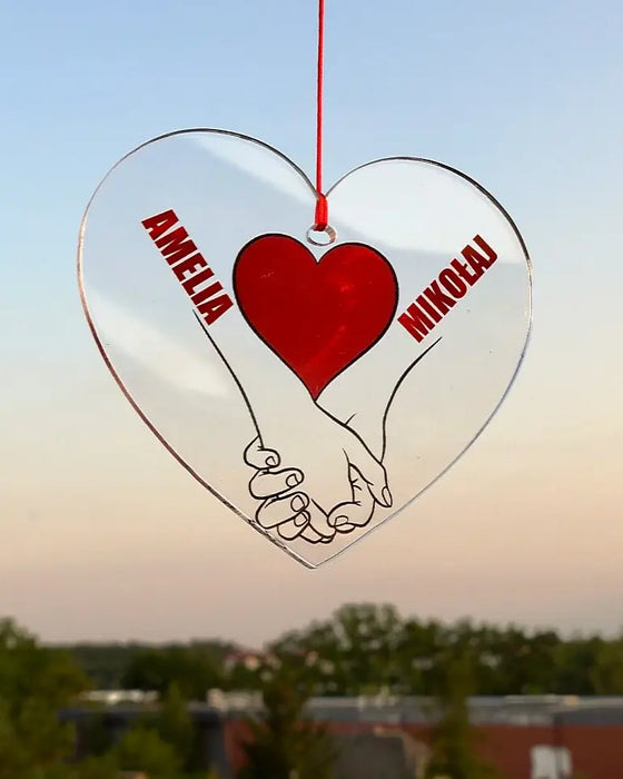 Personalizowana zawieszka do samochodu z imionami zakochanych - Prezent dla pary