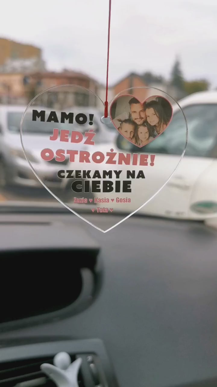 Zawieszka do samochodu dla mamy - Prezent dla mamy od dzieci - zawieszka do  auta z zdjęciem dzieci - Prezent od dzieci dla mamy