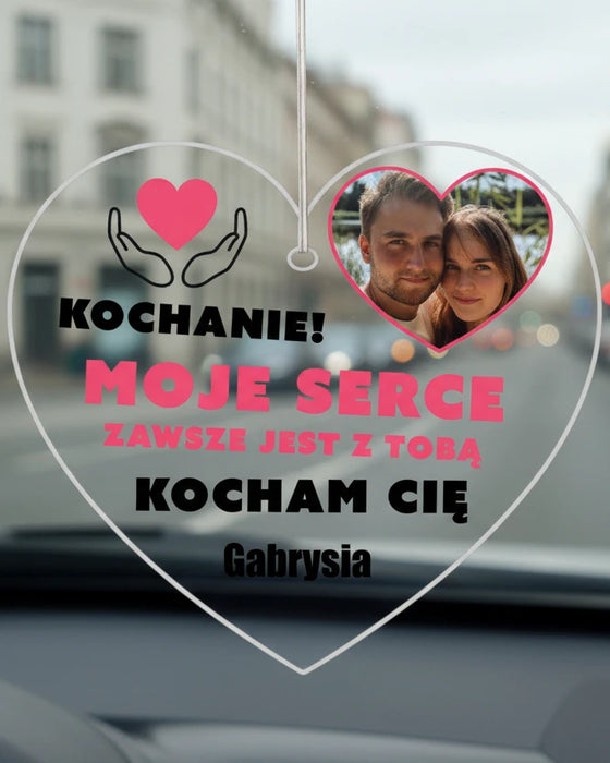 Miłość na lusterko dla zakochanych - Prezent dla Chłopaka i Dziewczyny - Zawieszka do auta