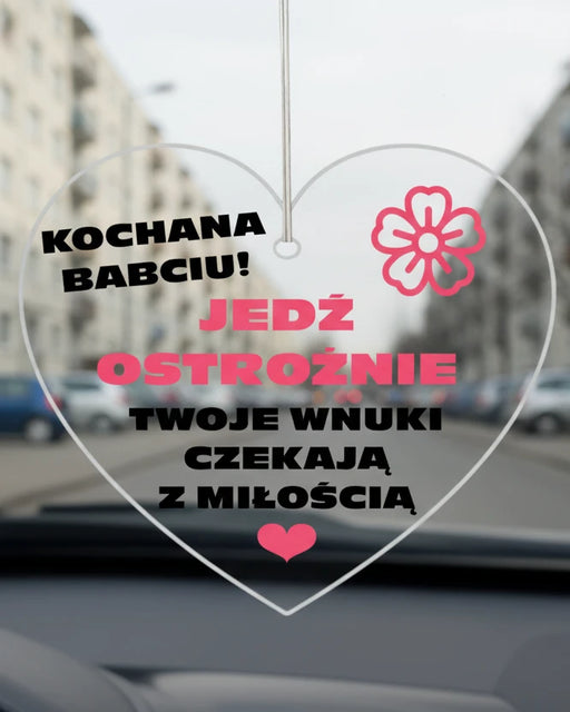 Zawieszka do samochodu dla babci od wnuków - Prezent dla najlepszej babci na świecie - Zawieszka do auta