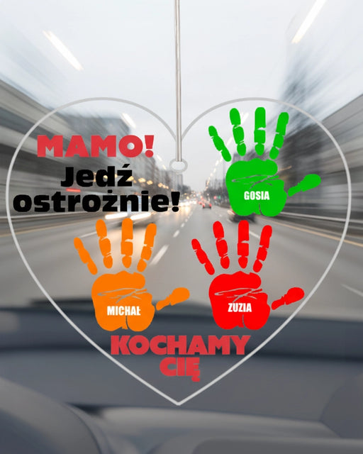 prezent dla mamy - zawieszka do samochodu z imionami dzieci - prezent od dzieci dla mamy