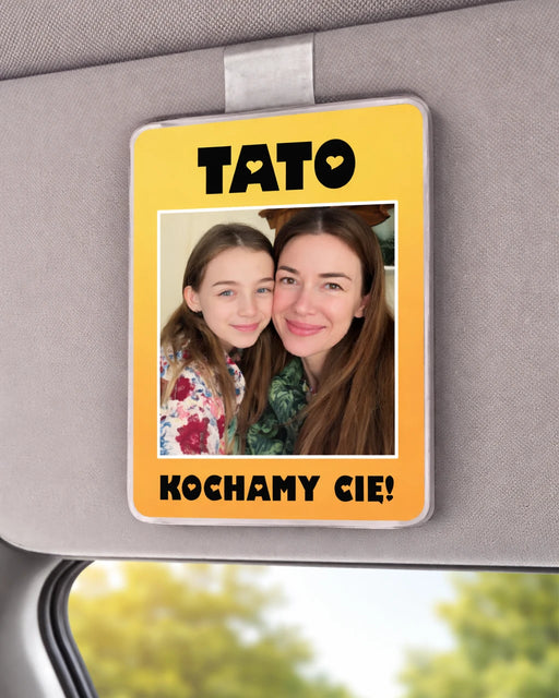 Klips do samochodu dla tat - Prezent dla najlepszego taty - zdjęcie z dziećmi - Prezent dla taty od dzieci