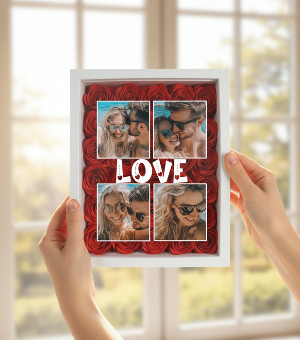 Love Kolaż zdjęć - Dla zakochanych - Ramka 3D z ręcznie wykonanymi różami - KochamCie.pl 
