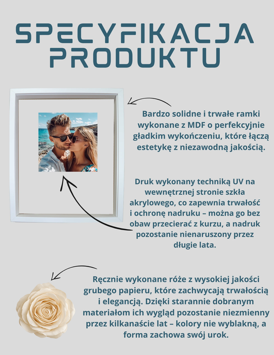 Pamiątka Chrztu Świętego – Prezent dla dziecka - Ramka 3D z Różami
