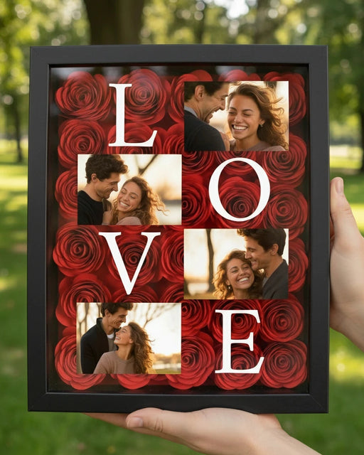 Ramka z różami dla zakochanych - róże piękne na zawsze - idealny prezent dla mężczyzny jak i kobiety - Pamiątka miłości na zawsze